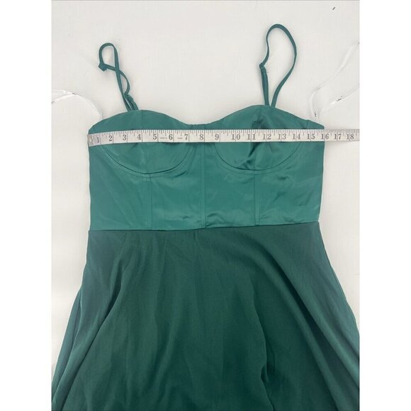 Lulus Womens Large Best Part of Me Green Satin Bustier Maxi Cocktail Dress Gown - Picture 8 of 9